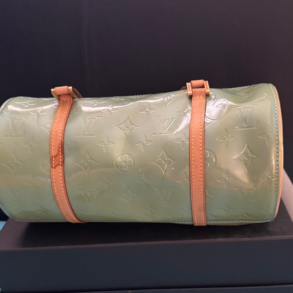 Louis Vuitton Olive Vernis Leather Bag with Tan Straps